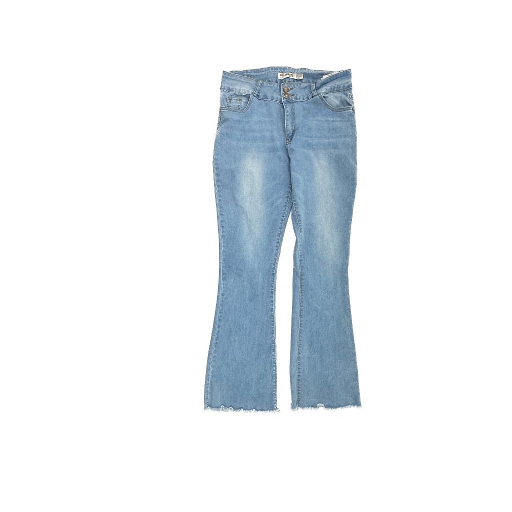 Celebrity Ace Flare Raw Hem Women's size 15 Medium Blue Denim‎ Jeans